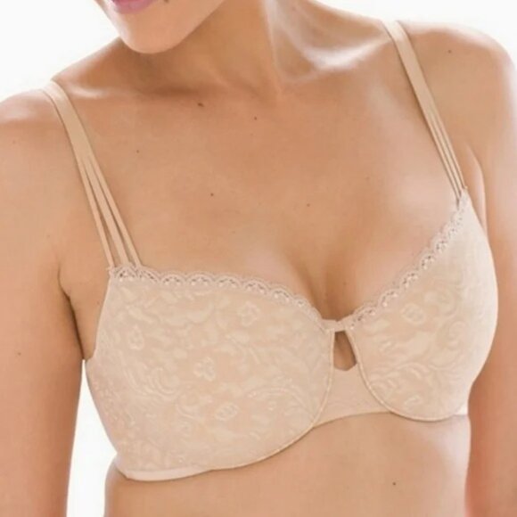 Soma Enticing Lift Balconet Bra Size 40D 0417 Nude Lace - Picture 1 of 6